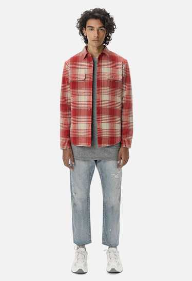 John Elliott Wool Jupiter Shirt/ Red x Natural