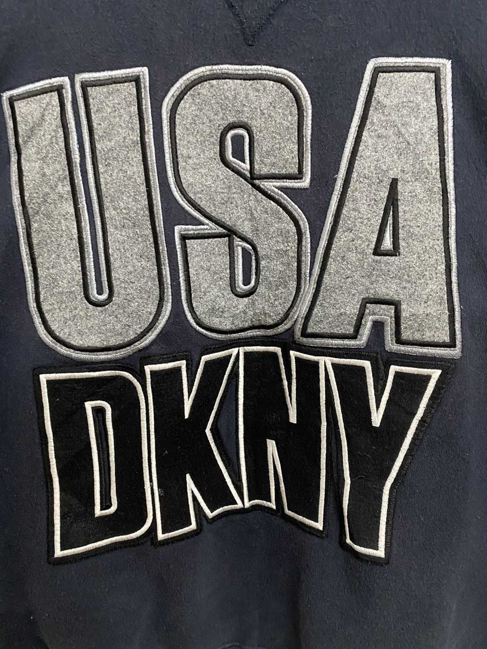 DKNY × Vintage Vintage 90s DKNY USA Big Logo Swea… - image 2