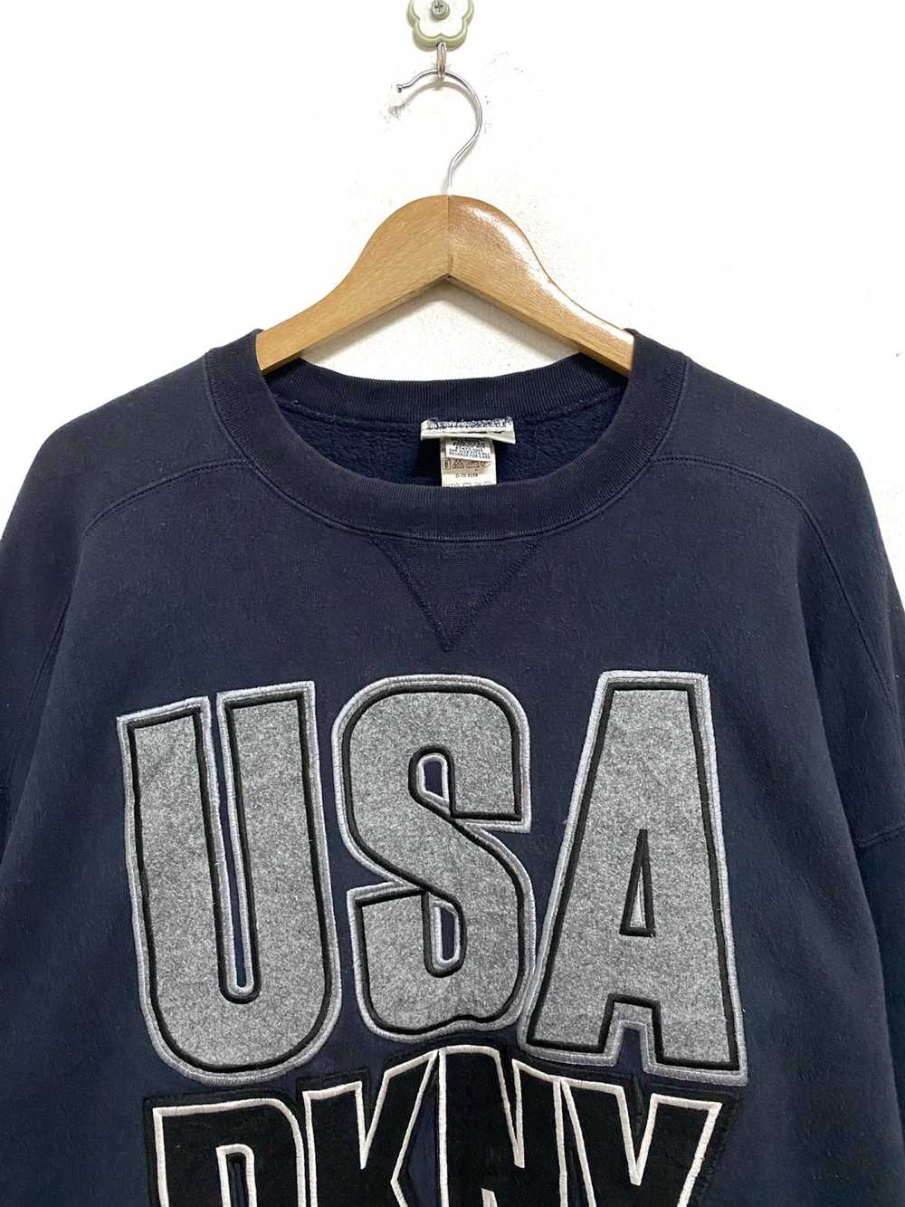 DKNY × Vintage Vintage 90s DKNY USA Big Logo Swea… - image 3