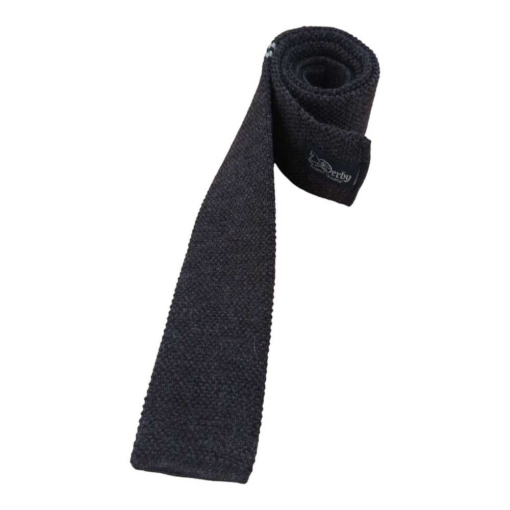 Derby DERBY Brown Striped Wool Knit Slim Tie 47"/… - image 3