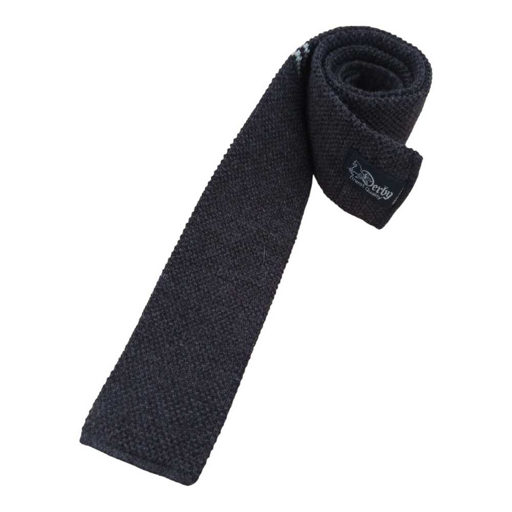 Derby DERBY Brown Striped Wool Knit Slim Tie 47"/… - image 5