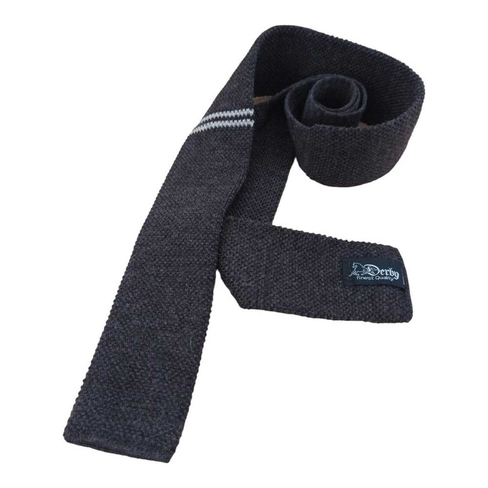 Derby DERBY Brown Striped Wool Knit Slim Tie 47"/… - image 6