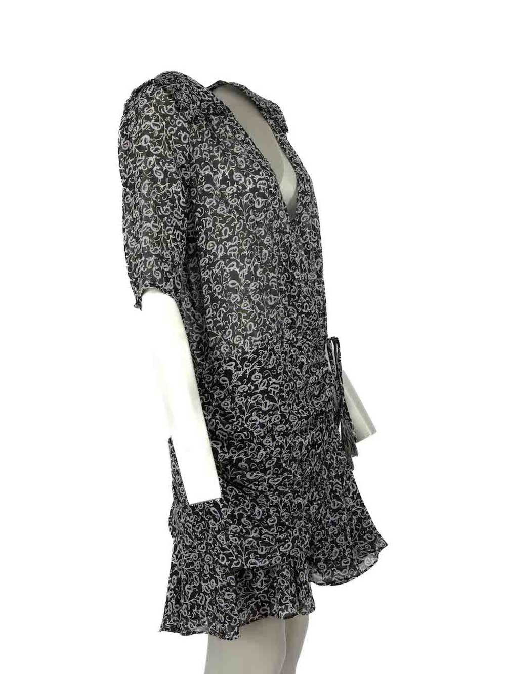 Veronica Beard Black Floral Print Sheer Dress - image 2