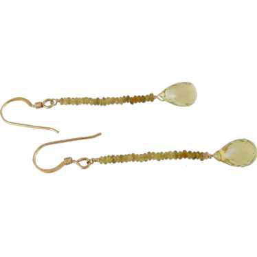 14k Gold Filled Peridot Briolette Drop Earrings - image 1