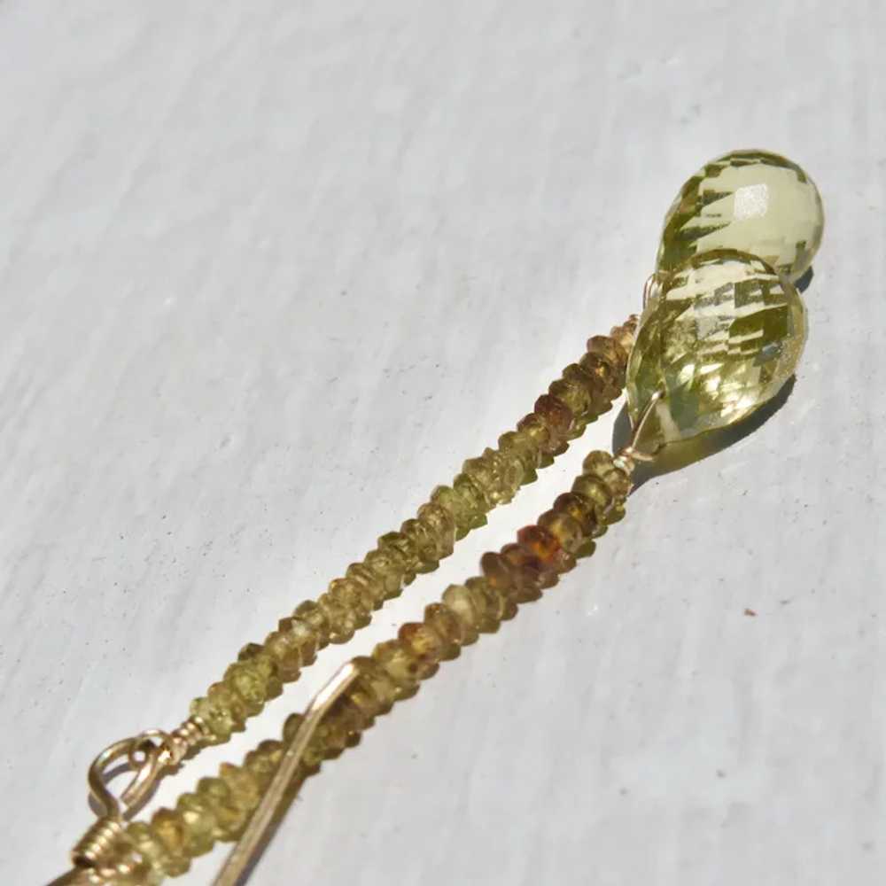 14k Gold Filled Peridot Briolette Drop Earrings - image 8