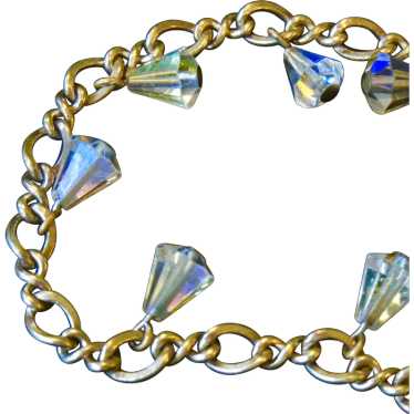 Sterling AB Crystal Bells Charm Mid-Century Brace… - image 1