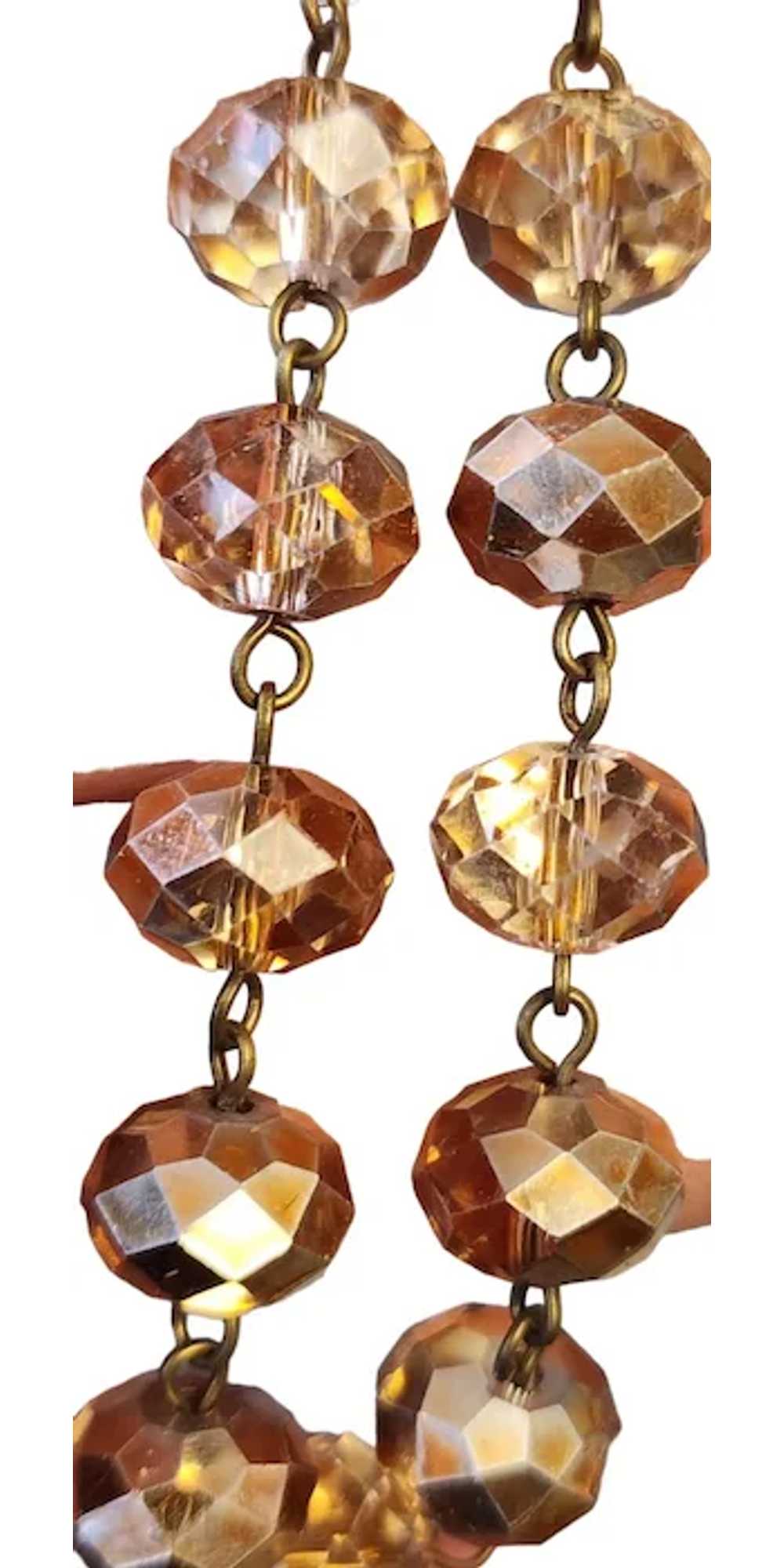 Vintage Metallic Crystal Resin Tassel Necklace (A… - image 3