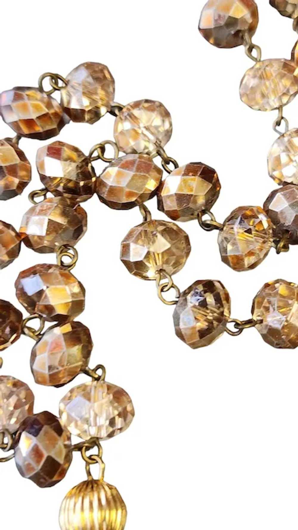 Vintage Metallic Crystal Resin Tassel Necklace (A… - image 4