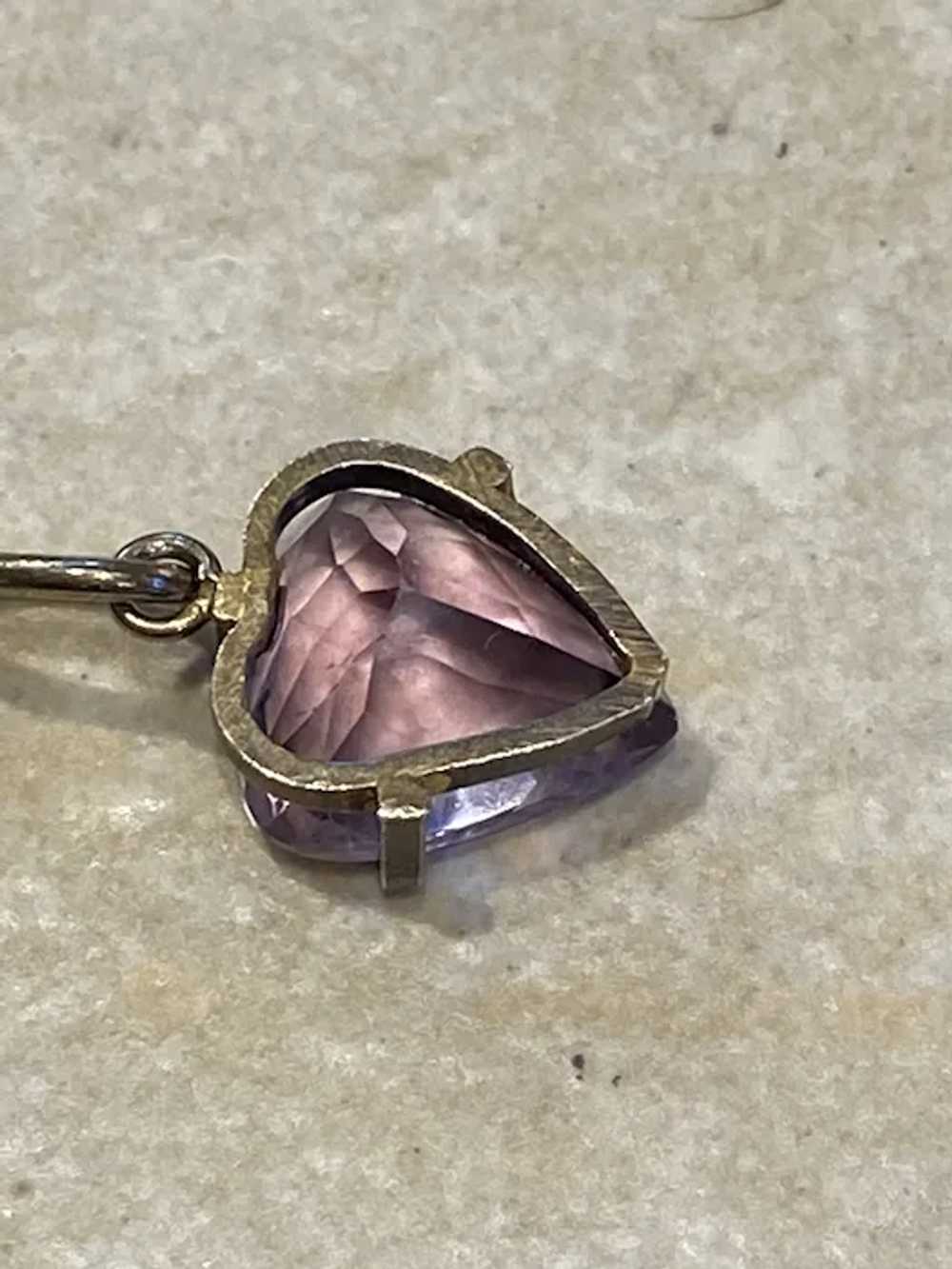 Antique Sterling Amethyst Heart Charm - image 10