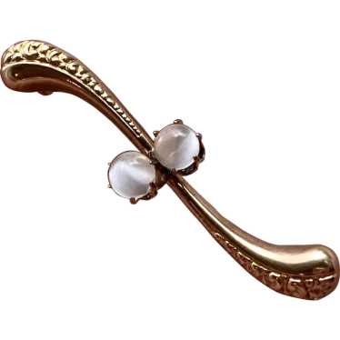 Antique Moi et Toi Moonstone Sweetheart Pin - image 1