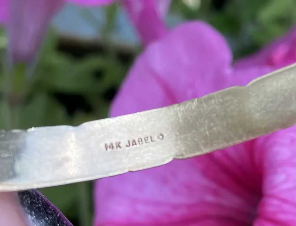 14k Gold Rare Jabel Dogwood Floral Wide Bangle Br… - image 4