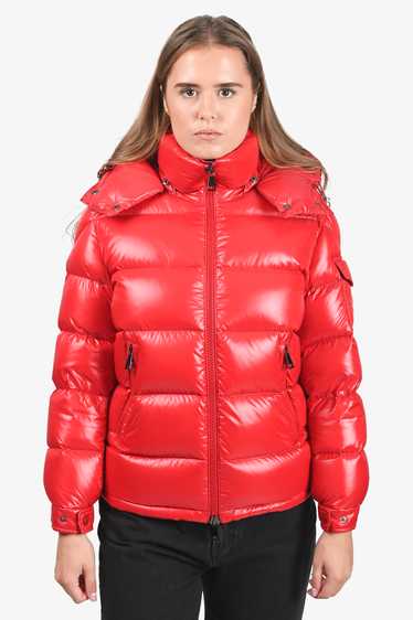 Moncler Red Quilted Puffer Jacket with Hood Size 0