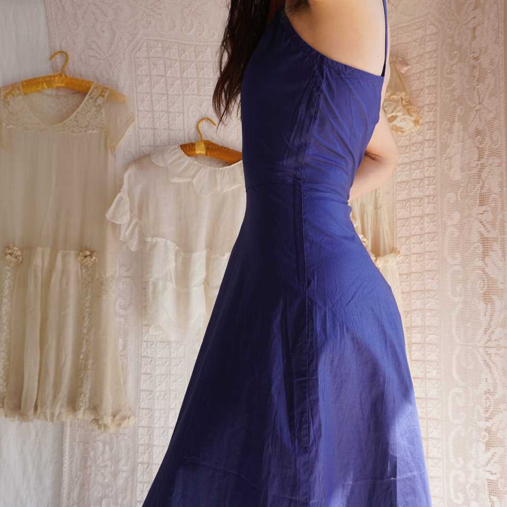 Vintage Cerulean Blue Cotton Dress - image 2