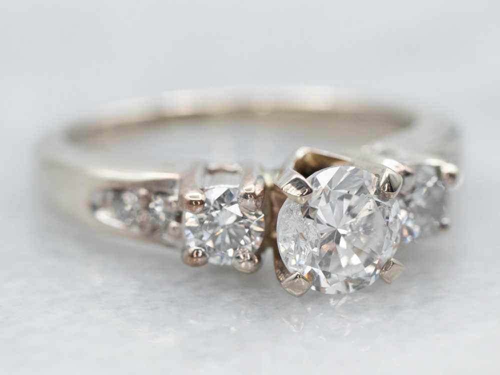 White Gold Diamond Engagement Ring with Diamond A… - image 2