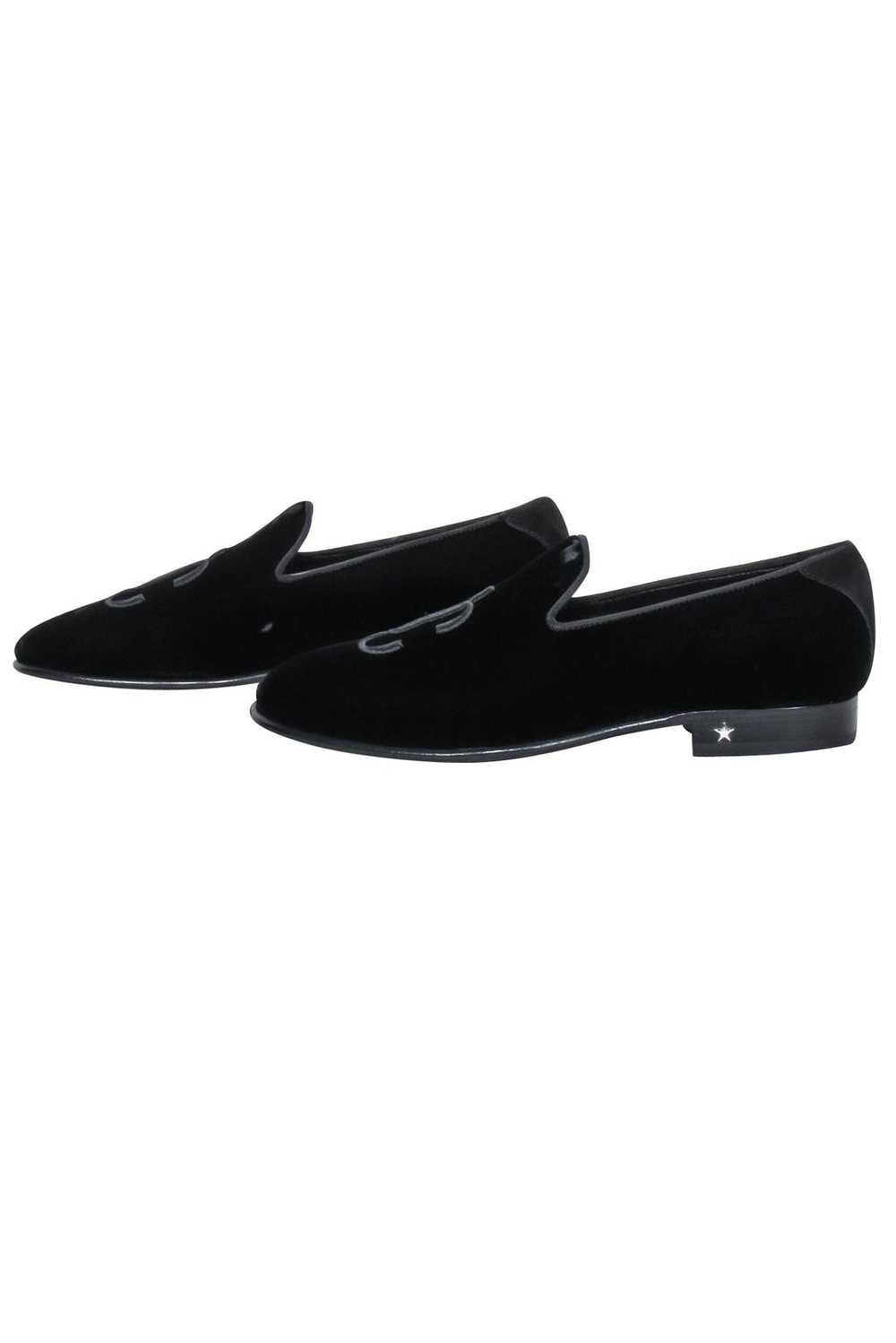 Jimmy Choo - Black Velvet Logo Loafers Sz 11 - image 3