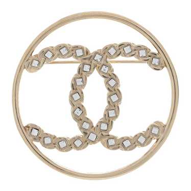 CHANEL Crystal CC Vendome Round Earrings Gold 1304944