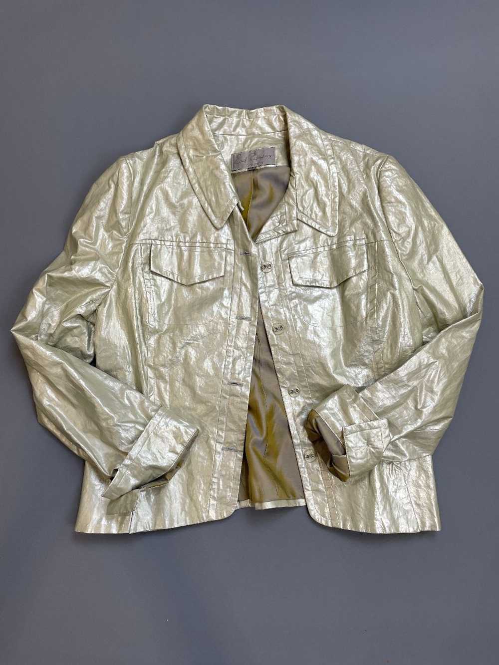 KILLER 1990S METALLIC SILVER COATED LINEN JACKET … - image 1