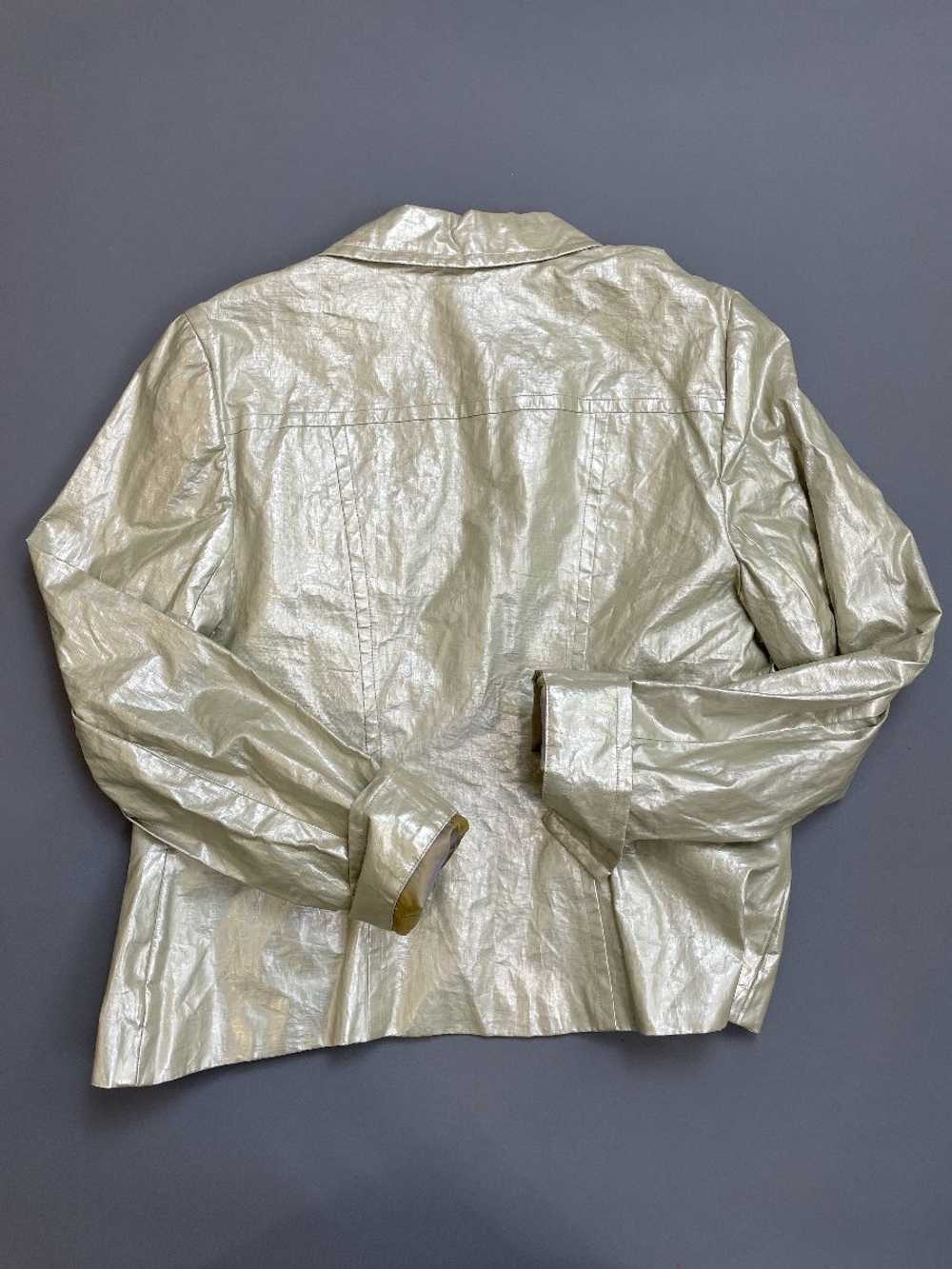 KILLER 1990S METALLIC SILVER COATED LINEN JACKET … - image 2