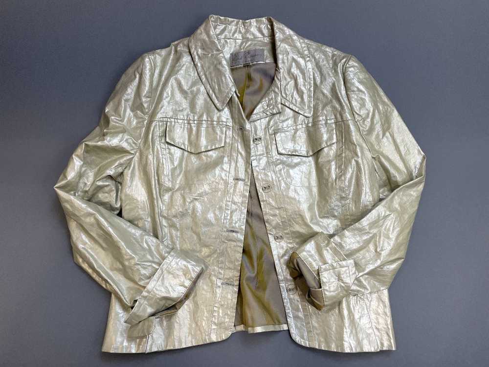 KILLER 1990S METALLIC SILVER COATED LINEN JACKET … - image 3