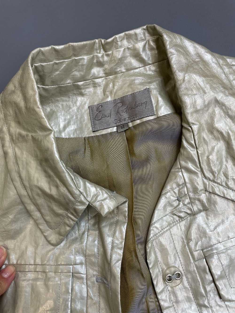 KILLER 1990S METALLIC SILVER COATED LINEN JACKET … - image 5