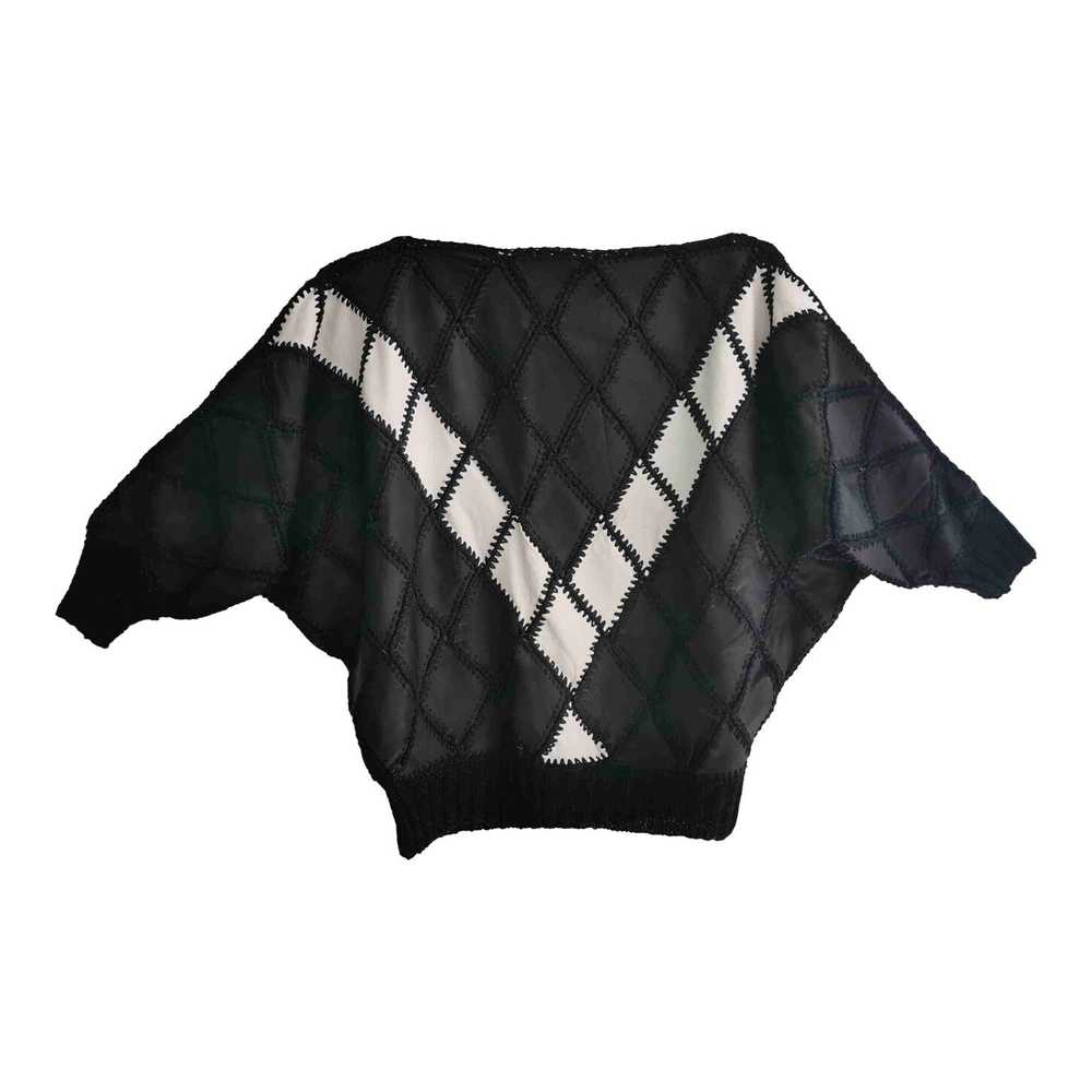 Leather top - 90's leather and knit top Mid-lengt… - image 1