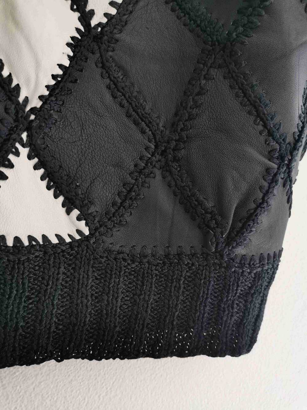 Leather top - 90's leather and knit top Mid-lengt… - image 7