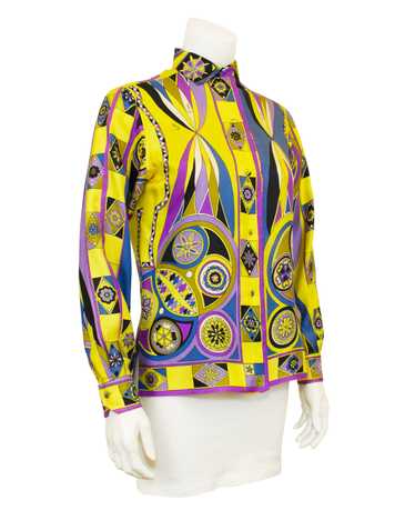 Emilio Pucci Yellow, Blue and Purple Printed Silk 