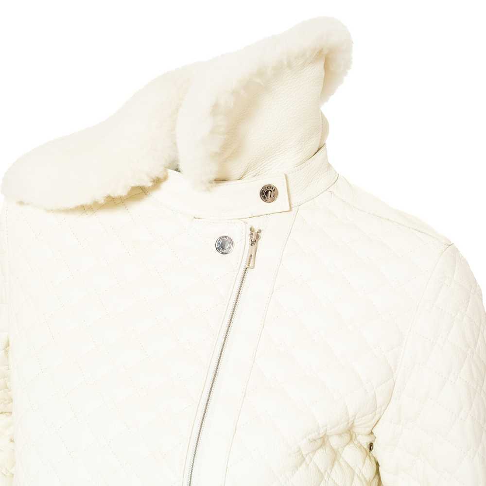 Ivory Quilted Leather and Shearling Jacket - image 10