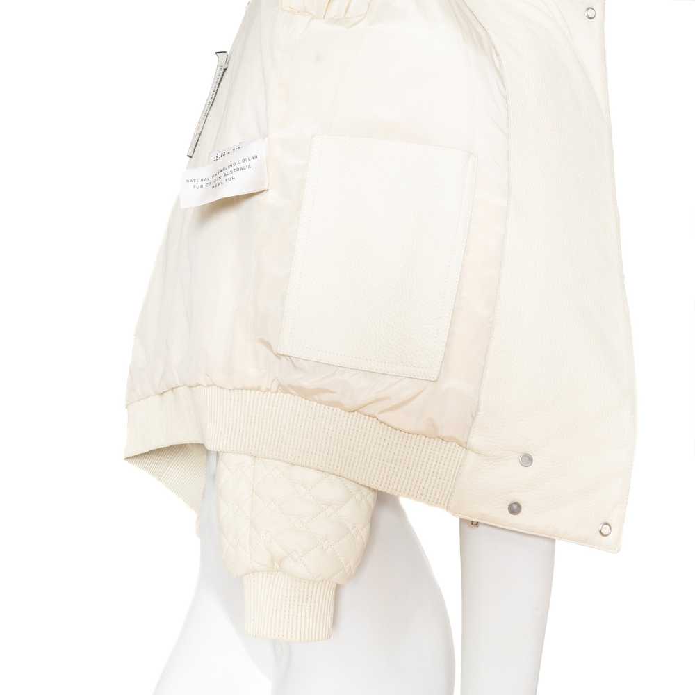 Ivory Quilted Leather and Shearling Jacket - image 12