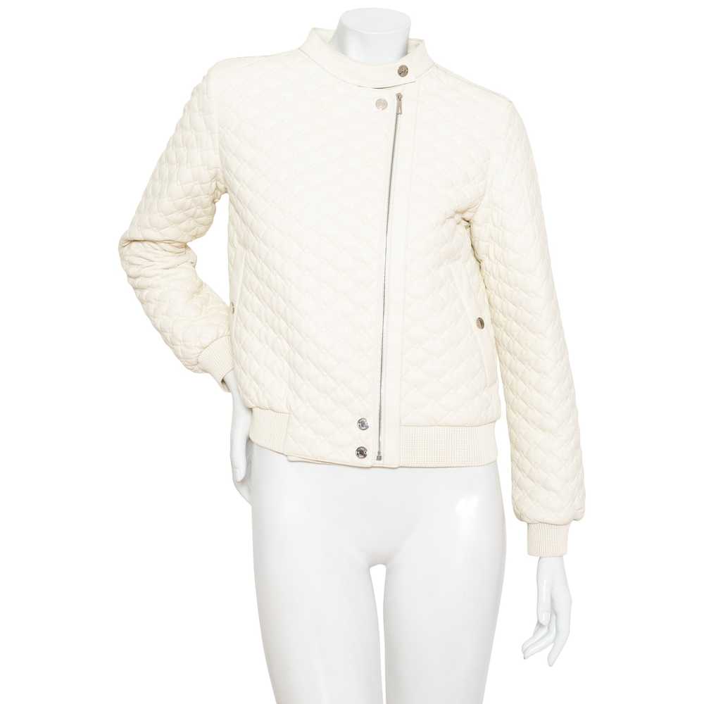 Ivory Quilted Leather and Shearling Jacket - image 2