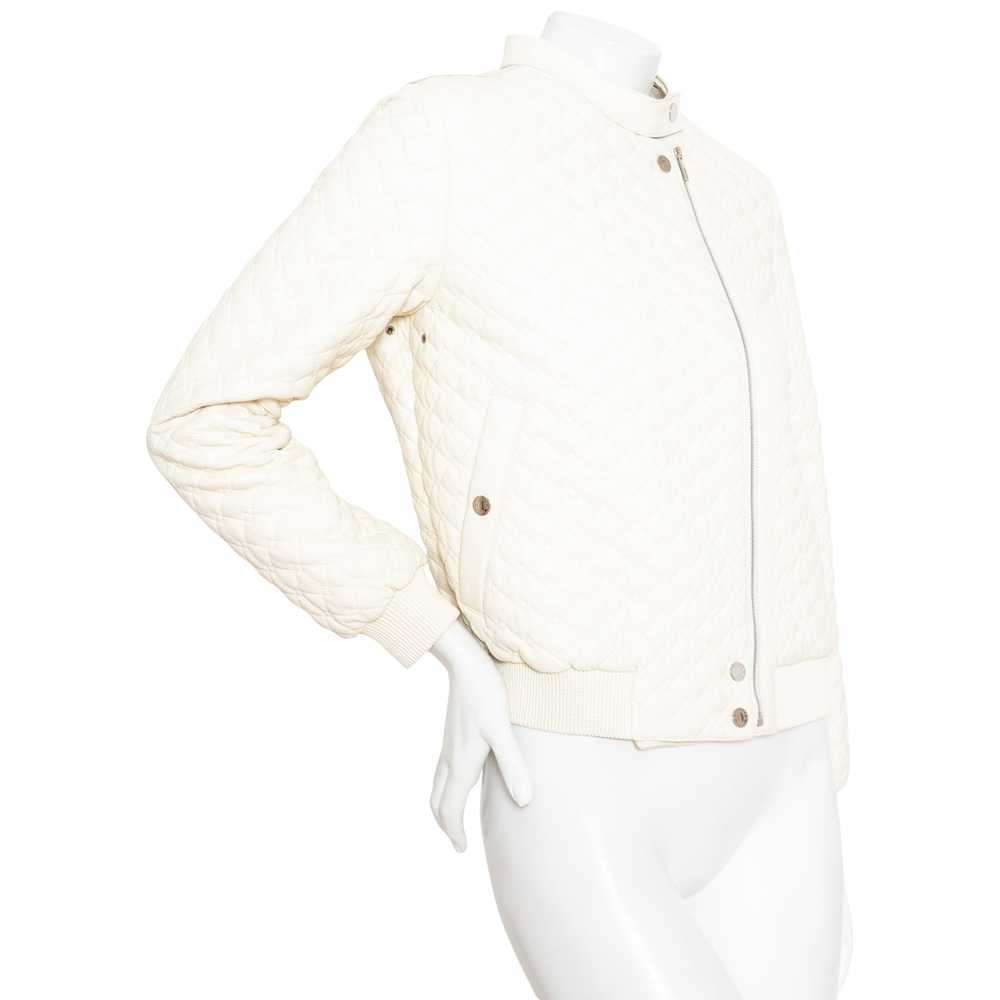 Ivory Quilted Leather and Shearling Jacket - image 4