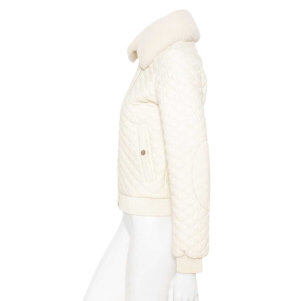 Ivory Quilted Leather and Shearling Jacket - image 5