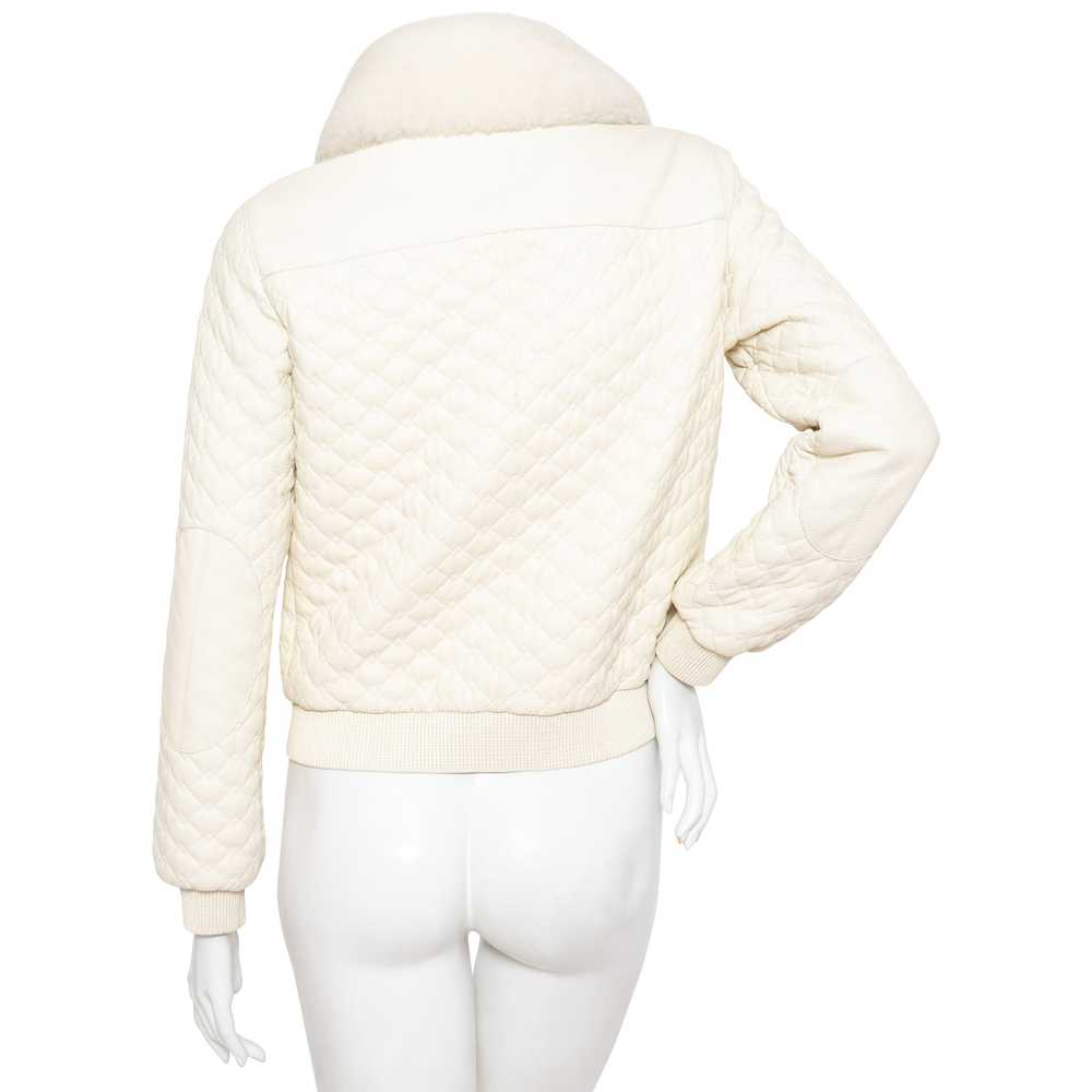 Ivory Quilted Leather and Shearling Jacket - image 7