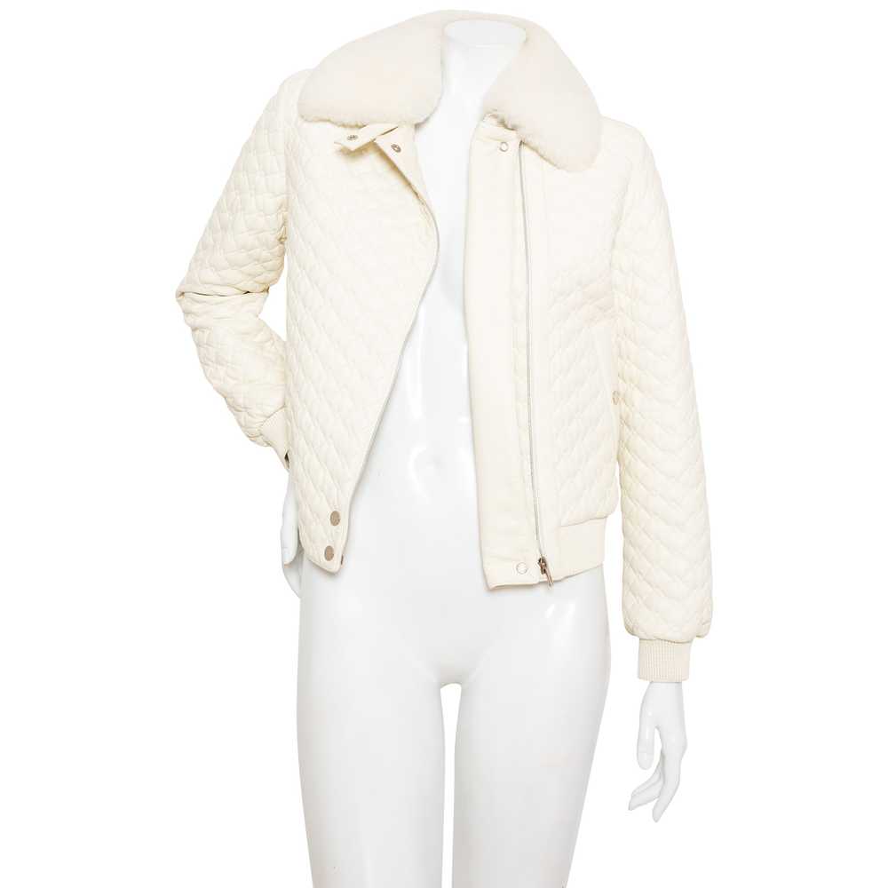 Ivory Quilted Leather and Shearling Jacket - image 9
