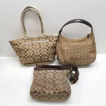Coach Signature Shoulder Bag Canvas Leather 3Set Black Brown pink Auth  44684 Cloth ref.963343 - Joli Closet