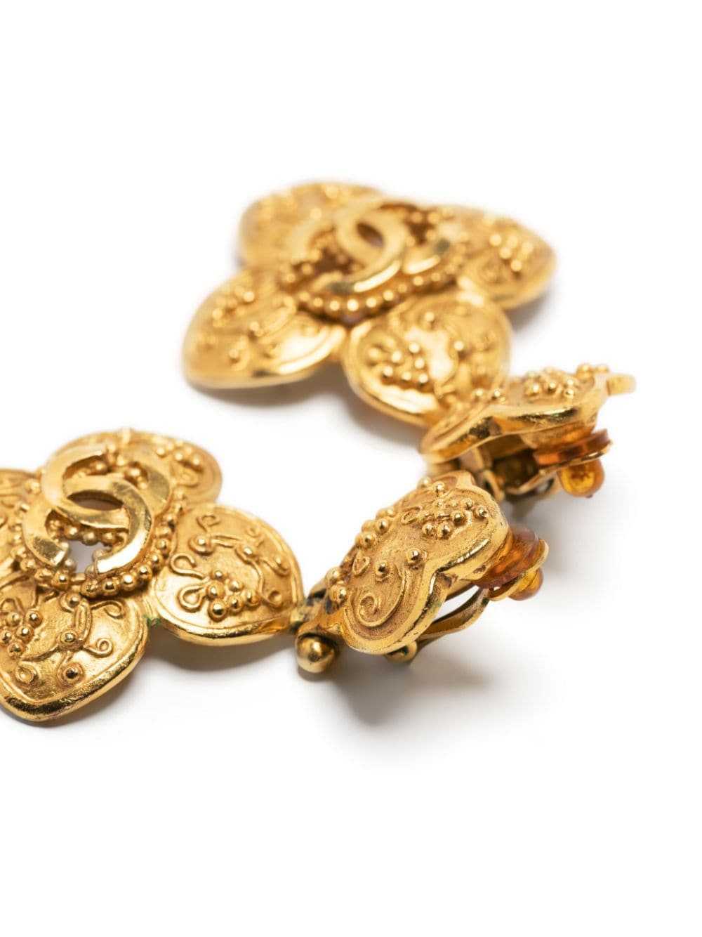 CHANEL Pre-Owned 1996 CC drop clip-on earrings - … - image 3