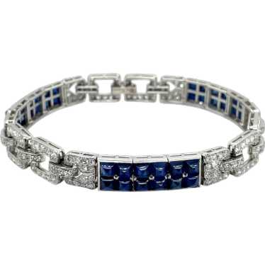 Art Deco Platinum Sapphire and Diamond Bracelet - image 1