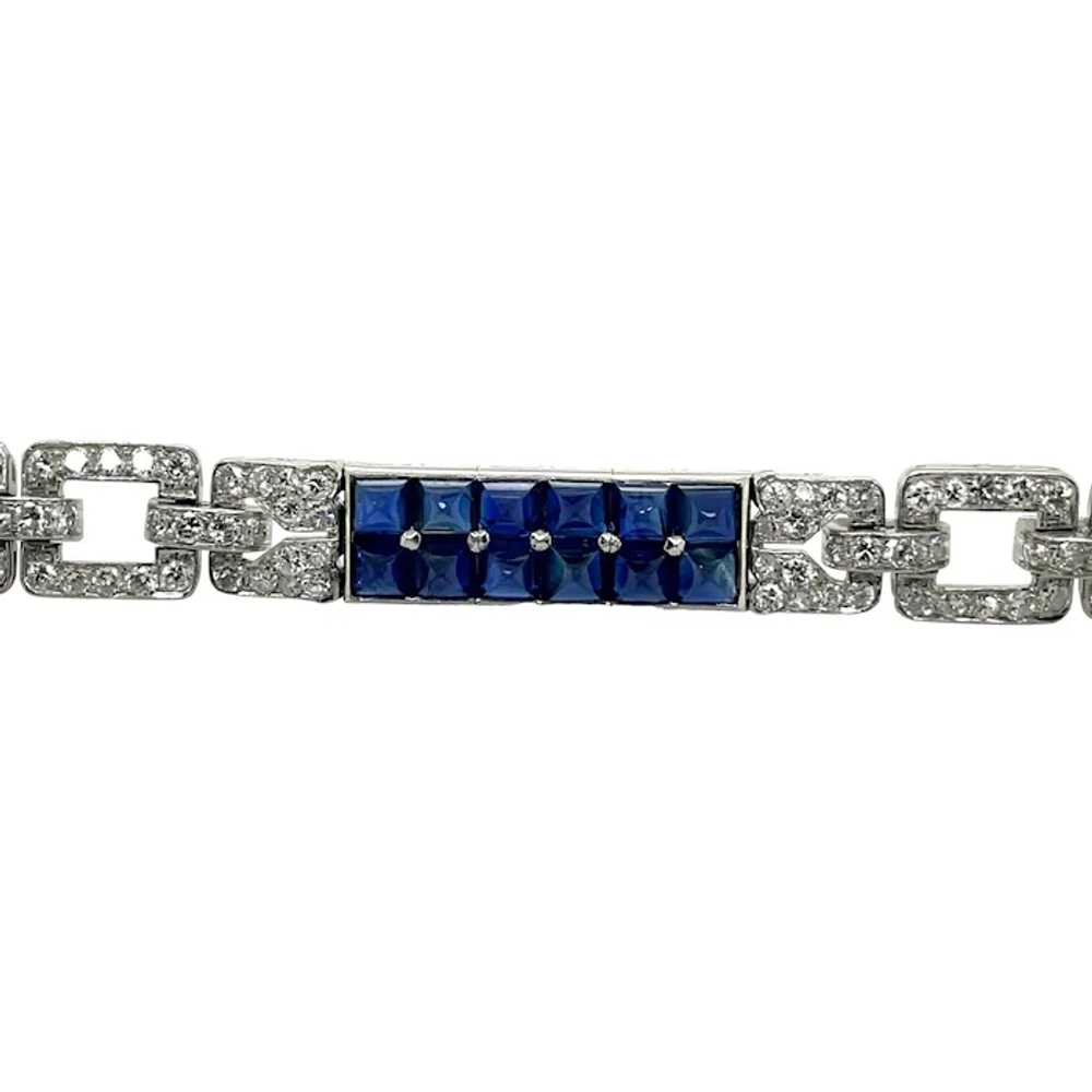 Art Deco Platinum Sapphire and Diamond Bracelet - image 4