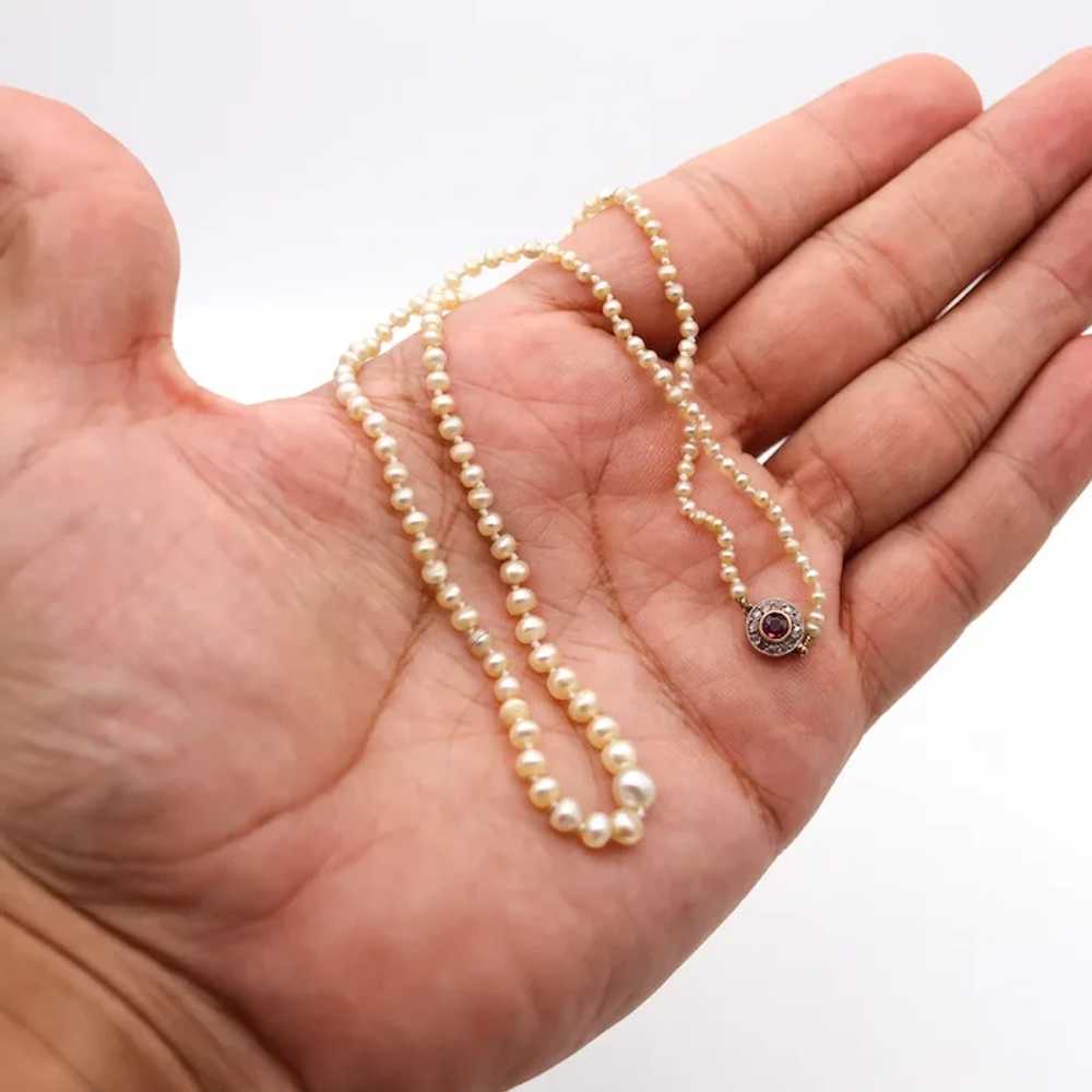 French 1900 Edwardian Natural Pearls Necklace In … - image 7
