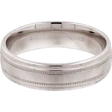 Milgrain Benchmark Comfort Fit Band Ring 14K White