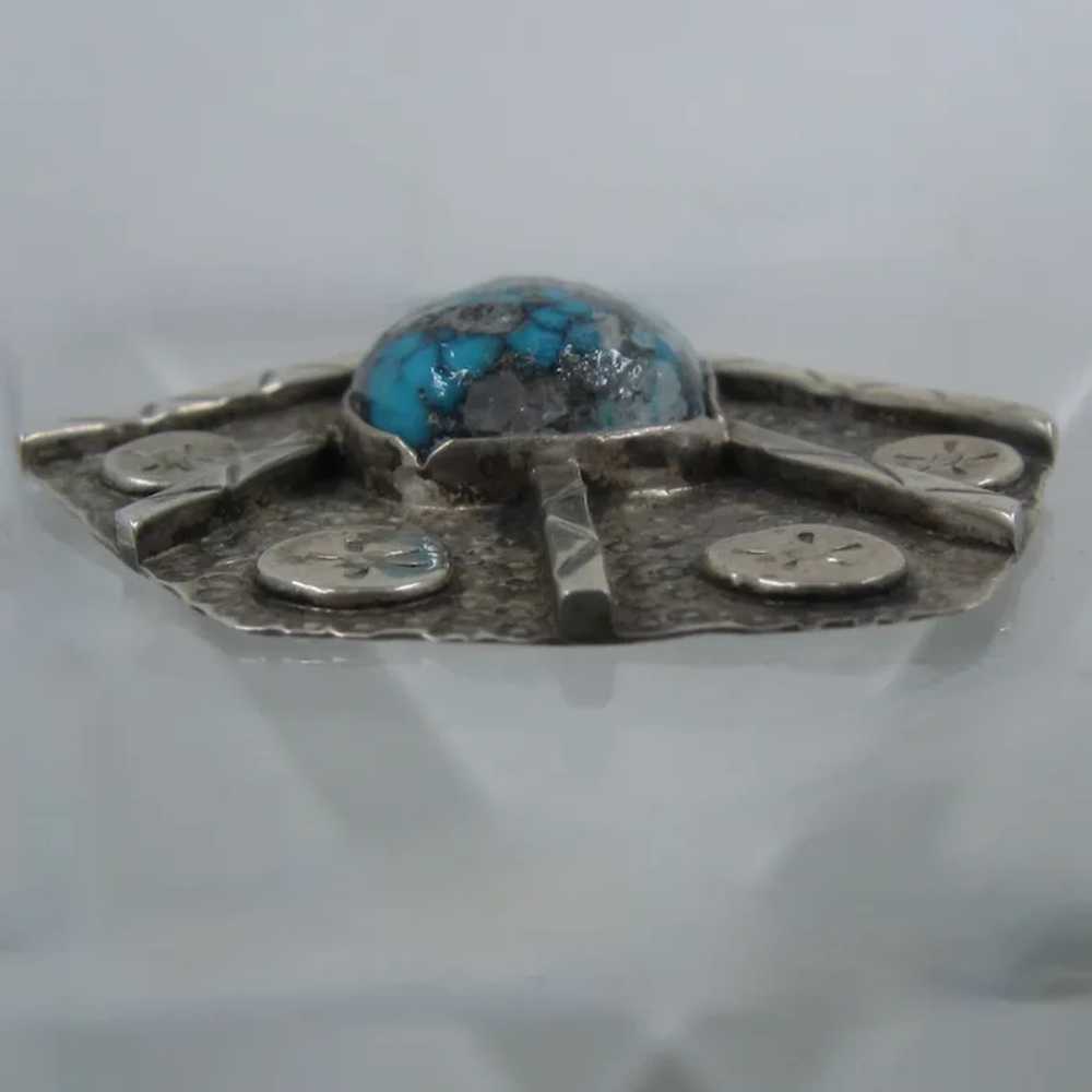 Artist Made Sterling Morenci Turquoise Pendant - image 5