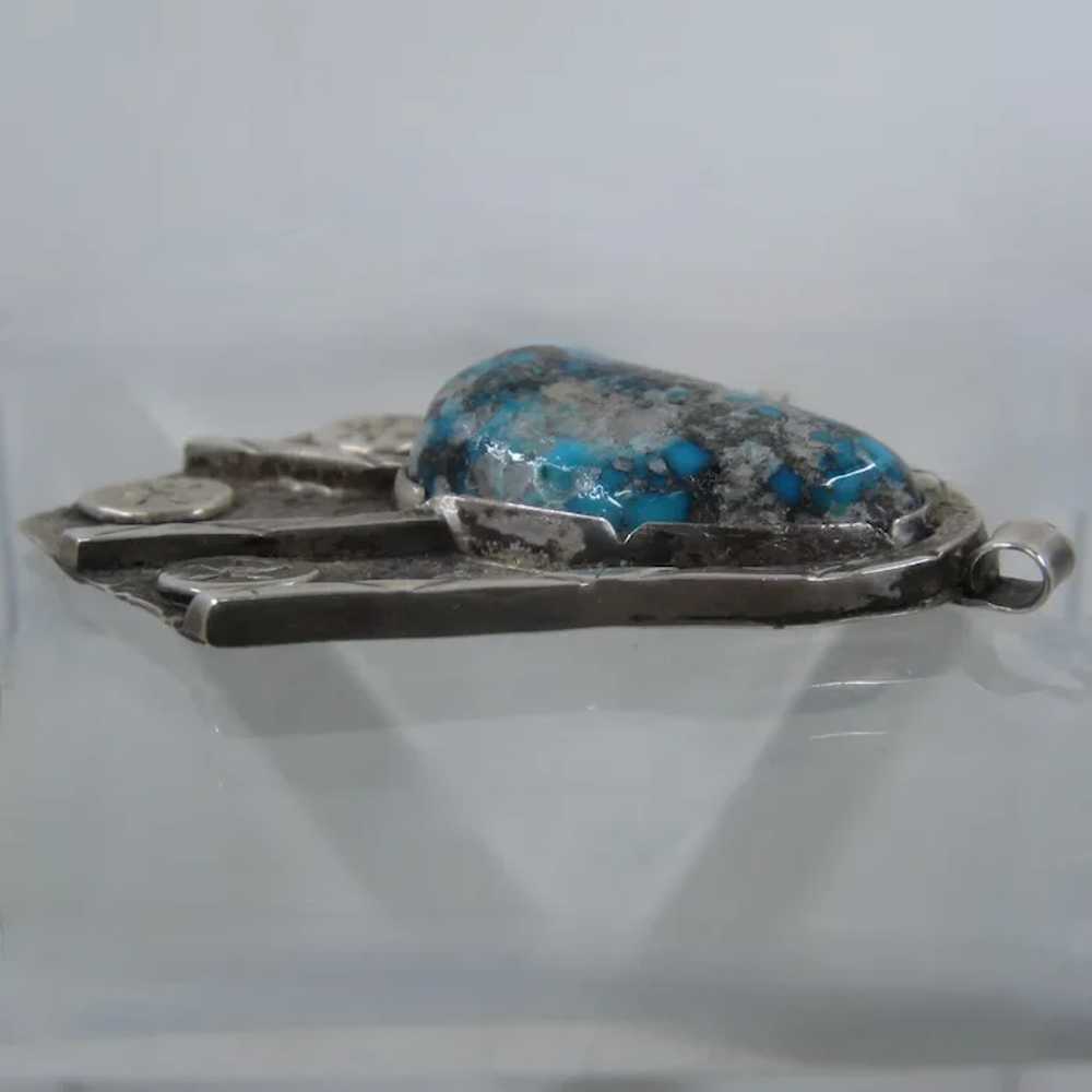 Artist Made Sterling Morenci Turquoise Pendant - image 6