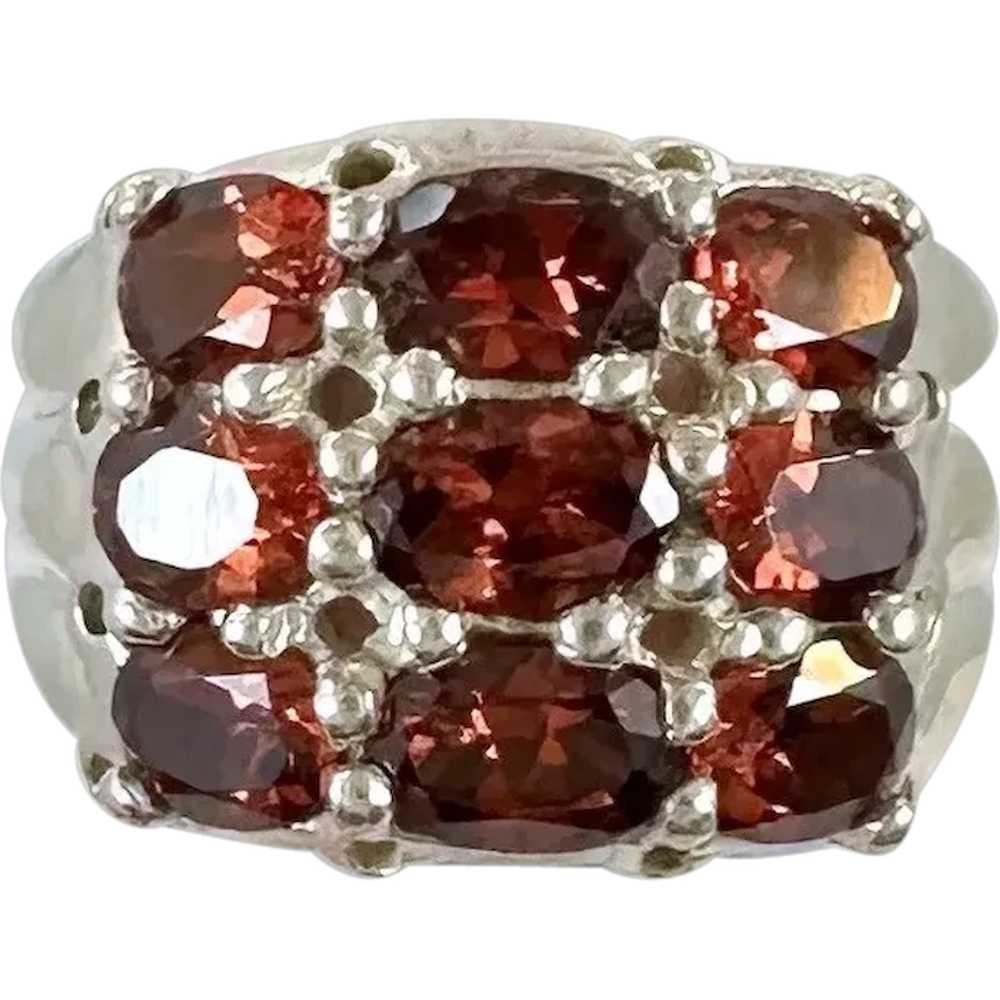 Garnet Ring, Red Ring, Ruby, Sterling Silver, Vin… - image 1