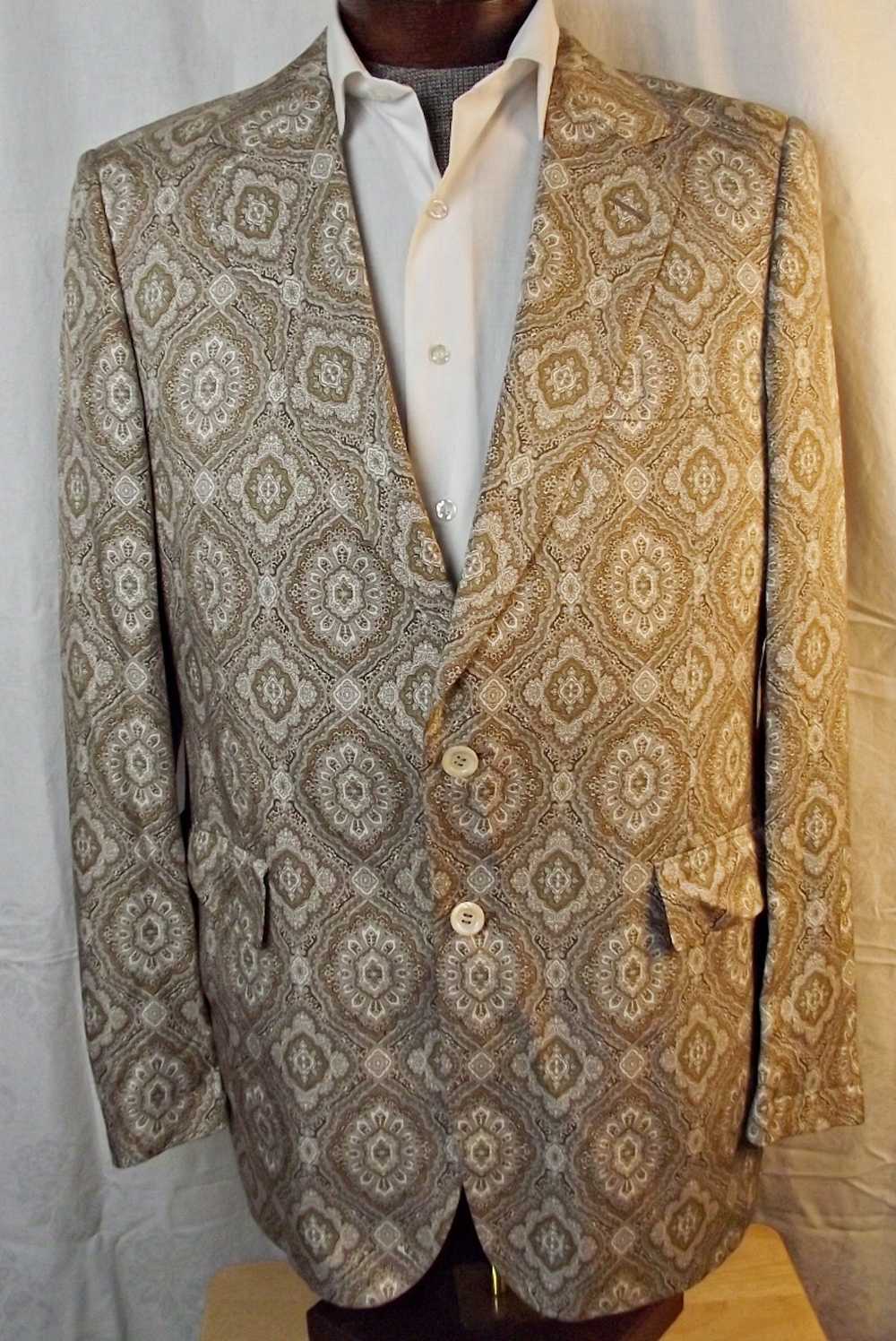 Vintage 1960s Mens 100% Silk Blazer Sport Coat Pa… - image 1