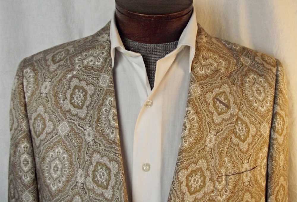 Vintage 1960s Mens 100% Silk Blazer Sport Coat Pa… - image 2