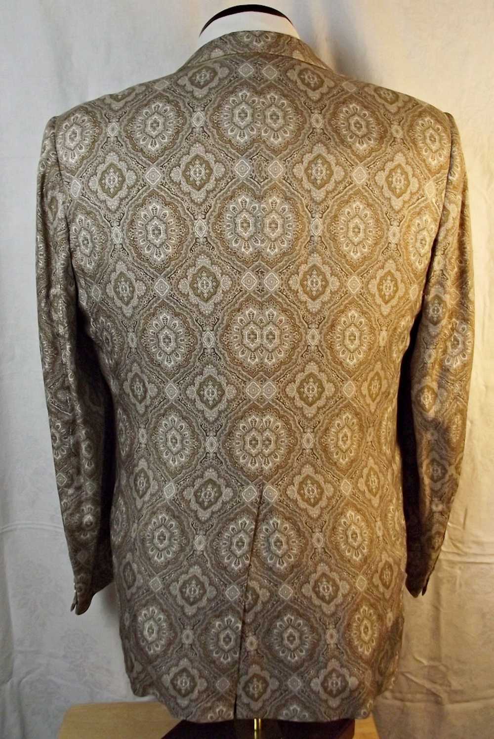 Vintage 1960s Mens 100% Silk Blazer Sport Coat Pa… - image 5