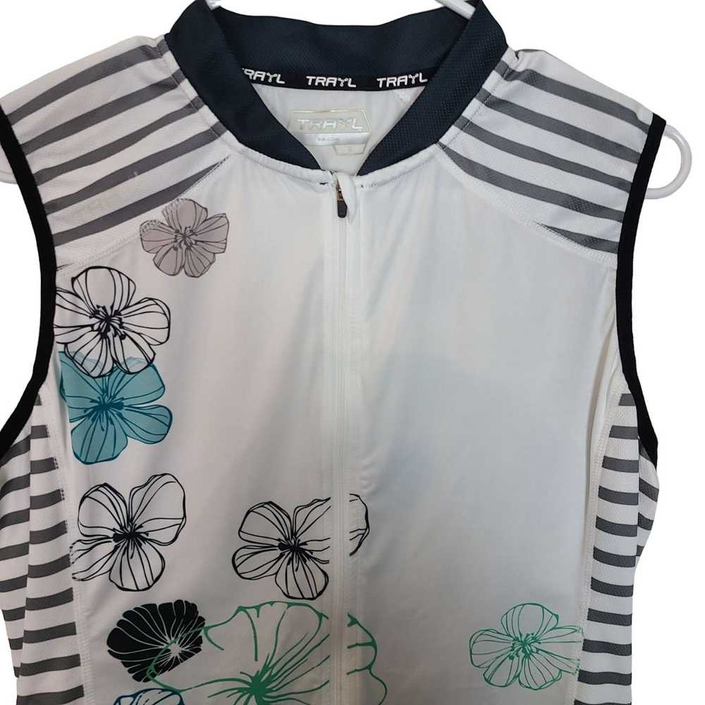 Other Trayl Womens L White Striped Floral Sleevel… - image 2