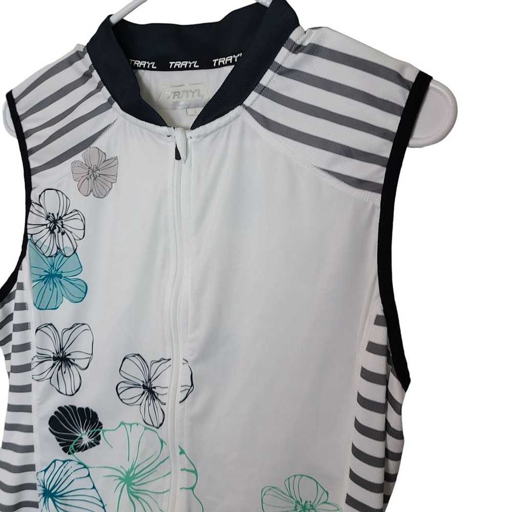 Other Trayl Womens L White Striped Floral Sleevel… - image 4