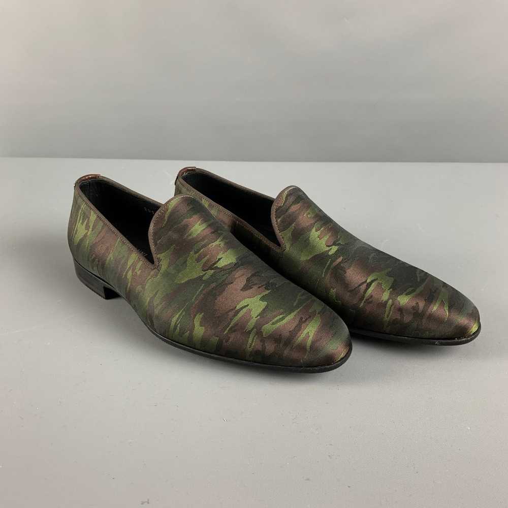 Magnanni Olive Brown Camouflage Silk Slip On Loaf… - image 1