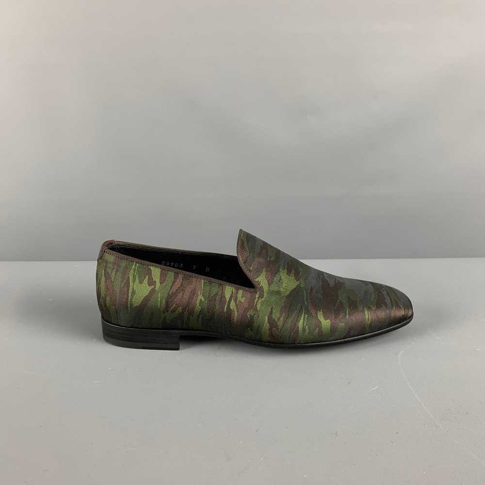 Magnanni Olive Brown Camouflage Silk Slip On Loaf… - image 2